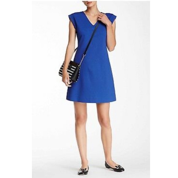 Kate Spade Blue Short V-Neck Sleeve A-Line Dress 0